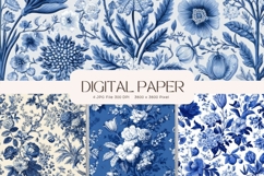 Chinoiserie Floral Pattern Background Vintage Digital Paper Product Image 1