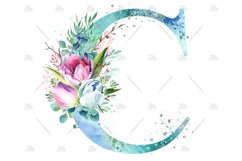 Spring Watercolor Letter. Monogram C. Sublimation Design Product Image 5