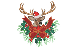 Christmas Deer. Xmas Machine Embroidery Product Image 1