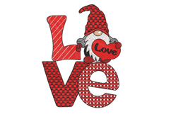 Valentine Gnome, Machine embroidery design Product Image 1
