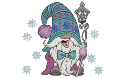 Christmas Gnome with lantern. Xmas Machine Embroidery Product Image 1