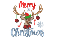 Merry Christmas Reindeer, Xmas Machine Embroidery Design. Product Image 1