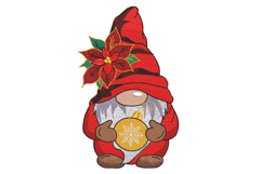 Christmas Gnome with Poinsettia and Ornament. Product Image 1