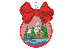 Christmas Ornament with Bow. Machine Embroidery File Product Image 1
