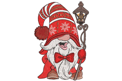 Christmas Gnome with lantern. Xmas Machine Embroidery Product Image 1