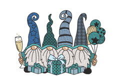 Four Christmas Gnomes Embroidery Design Product Image 1
