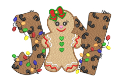 Gingerbread Cookie Girl. Joy Christmas Machine Embroidery Product Image 1