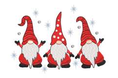 Three Christmas Gnomes. Machine Embroidery Product Image 1