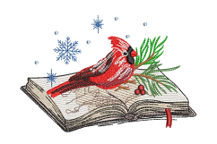 Christmas Cardinal, Book Machine Embroidery Design. Product Image 1