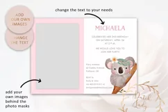 PSD Party Invitation Photo Card - Cute Koala - Design #1 Product Image 2