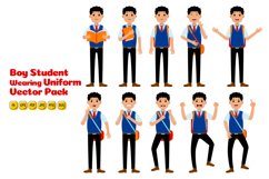 Boy Student Wearing Uniform Vector Pack #02 Product Image 1