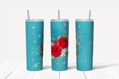 Red Roses sublimation design. Skinny tumbler wrap design. Product Image 3