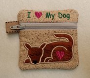 Love My Dog Mini Zipper Bag - Fully Lined, 4X4 HOOP Product Image 2