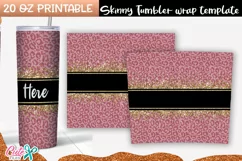 Rose gold leopard 20 oz Skinny Tumbler wrap sublimation Product Image 2