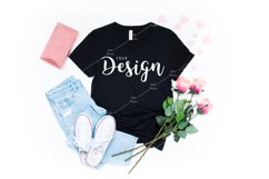 Valentine's Day Bella Canvas Mockup 3001 Black T-shirt Product Image 1