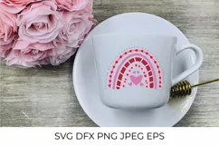 Red Pink Heart Rainbow SVG. Cute Valentines clipart Product Image 3