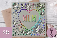 3D Floral Mum heart| Paper cutting | Mother’s Day card SVG. Product Image 5