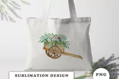 Watercolor Wooden Cart with Flowers, Rustic Sublimation Product Image 2