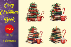 Cozy Christmas Book Stacks PNG | 4 Holiday Book Clipart Product Image 1