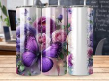 Butterfly Name Tumbler Sublimation Wrap PNG Product Image 2