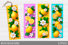 Lemons Bookmark Design. Flowers Bookmark Sublimation Product Image 1