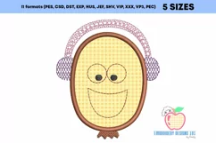 Kiwi Made As The Cartoon Listening Music Applique Pattern Product Image 2
