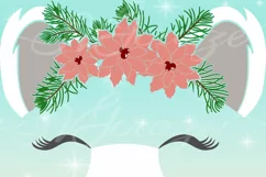 Polar Bear Face With Poinsettia SVG Dxf Eps Png PDF Files Product Image 2