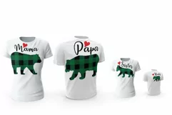 Bear family clipart. Plaid mama bear and family match shirt Product Image 4