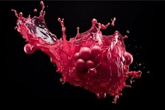 Abstract red liquid splash with droplets against black Product Image 1