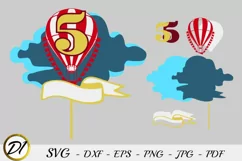 Birthday Numbers topper svg.Layered Air balloon topper. Product Image 3