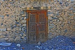Closeup of the wooden door &amp; a stone wall in the background Product Image 1