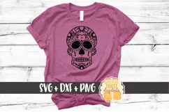 Floral Sugar Skull SVG PNG DXF Cutting Files Product Image 1