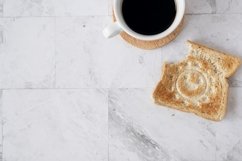 Topview flat lay of working table with coffee. Product Image 1