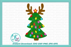 Christmas tree with deer antlers baby toddler clipart svg Product Image 1