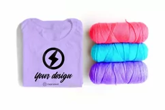 Tee mockup with yarn