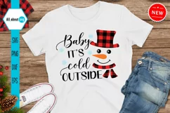 Baby it's cold outside Svg, Buffalo Plaid Snowman Svg Product Image 1