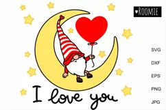 I love you svg Valentine gnome, Valentines day heart clipart Product Image 2
