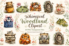 Whimsical Woodland Watercolor Clipart Bundle Product Image 1