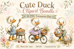 Back to School Duckling Clipart Bundle, Cute School Duck PNG Product Image 1
