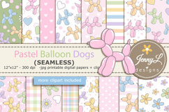 Pastel Balloon Dog SEAMLESS Digital Paper and Clipart Product Image 1