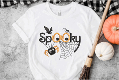 Spooky with Bat, Spider Web, Stars. Halloween Embroidery Product Image 2