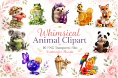 Whimsical Animal Watercolor Clipart Bundle Product Image 1