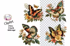 Butterfly, Ephemera, PNG, Junk Journal, Vintage, clipart Product Image 1