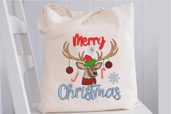 Merry Christmas Reindeer, Xmas Machine Embroidery Design. Product Image 2