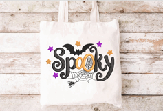 Spooky with Bat, Spider Web, Stars. Halloween Embroidery Product Image 2