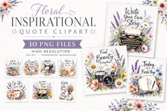 Floral Inspirational Quote Clipart PNG,Cottagecore Craft Product Image 1