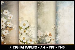 4 Digital Papers Vintage Flowers I Planner Pages A4 Product Image 1