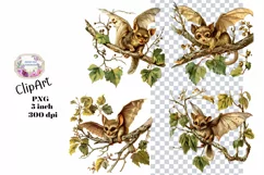 Flying Bat, Ephemera, PNG, Junk Journal, Vintage, clipart Product Image 1