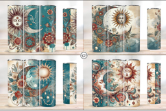 4 Boho Celestial Tumbler Wrap. Day and Night 20 oz PNG Product Image 2