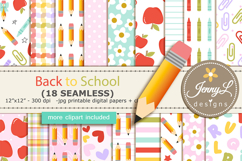 Back to School SEAMLESS Digital Papers and Clipart Product Image 1